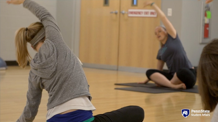 Students doing yoga